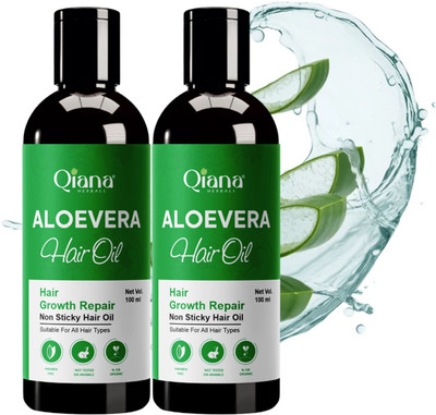 Qiana Aloe Vera Hair Oil – Hydrating Blend for Dry Scalp & Hair - Pack of 2 Hair Oil(100 ml)