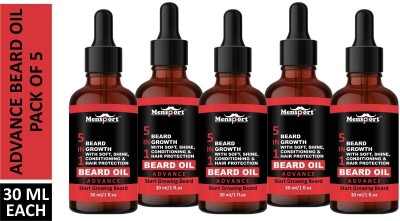 Mensport 5 IN 1 ADVANCE BEARD OIL- For Beard Growth With Soft, Shine, Conditioning & Hair Protection Combo pack of 5 bottles of 30 ml(150 ml) Hair Oil(150 ml)