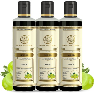 KHADI NATURAL Pure Amla Hair Oil - Paraben and Mineral Oil free (Pack of 3) Hair Oil(630 ml)