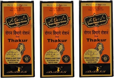 bbts NEW THAKUR ROGHAN DIMAG E ROSHAN AYURVEDIC HAIR OIL STRESS RELIEF OIL 100ML*3 Hair Oil(300 ml)