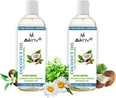 MIKRIV Natural Coconut Hair Oil for Strong, Shiny & Nourished Hair Growth – 100ml Hair Oil(200 ml)