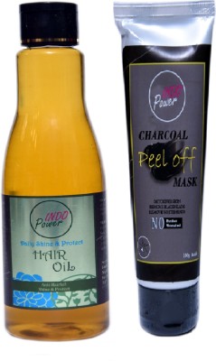 INDO POWER Aa122-DAILY SHINE & PROTECT HAIR OIL 200ml+CHARCOAL PEEL OFF MASK 100g Hair Oil(300 ml)