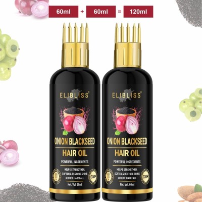 ELIBLISS Onion Blackseed Hair Oil for Hair Growth | Anti-Hair Fall with Comb Applicator Hair Oil(120 ml)