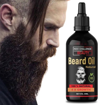 INDO CHALLENGE 4X Beard Growth Oil - More Beard Growth, With Redensyl, 10 Natural Oil  Hair Oil(30 ml)