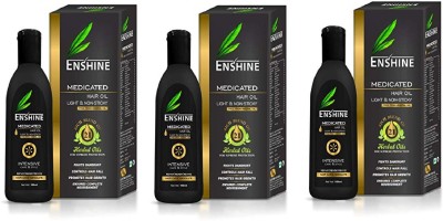 Enshine Light & Non Sticky Herbal Medicated Hair Oil For Dandruff Free Hair, Prevents Hair Loss, Promotes Hair Growth And Nourishes, 100ML X 3 Hair Oil(300 ml)