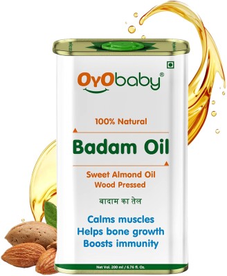 Oyo Baby Badam Rogan Sweet Almond Oil, Rich in Vitamin -E for Healthy Skin, Hair and Body, Edible For Strong Bones and Healthy Body Baby Badam Rogan Massage Oil(200 ml)