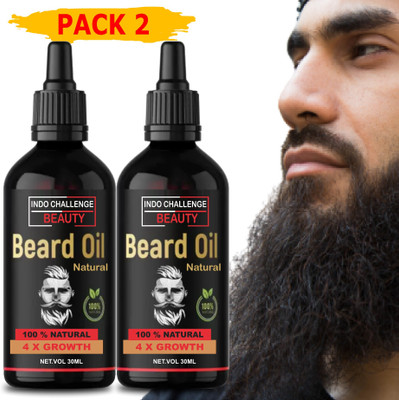 INDO CHALLENGE 4x Supreme Quality Beard Growth Oil With Advanced Formula Based Beard  Hair Oil(60 ml)