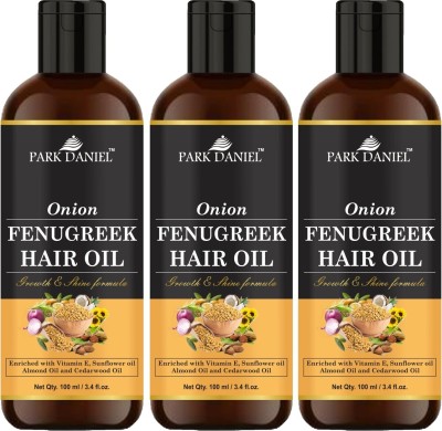 PARK DANIEL Premium Onion Fenugreek Hair Oil Enriched With Vitamin E - For Hair Growth & Shine Combo Pack 3 Bottle of 100 ml(300 ml) Hair Oil(300 ml)