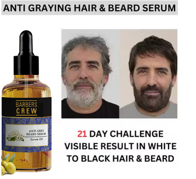 Barbers Crew Grey Beard Oil Serum For Natural Black Beard Hair Color Hair Oil(30 ml)