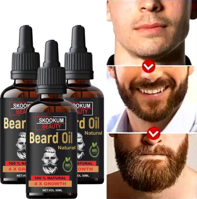 SKOOKUM Supreme Quality Beard Growth Oil With Advanced Formula Based Hair Oil(90 ml)