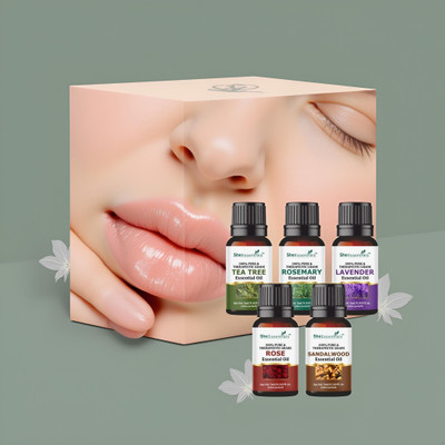 Earth Science Ayurveda Essential Oil Pack of 5 – Sandalwood, Lavender, Rose, Rosemary, Tea Tree Hair Oil(25 ml)