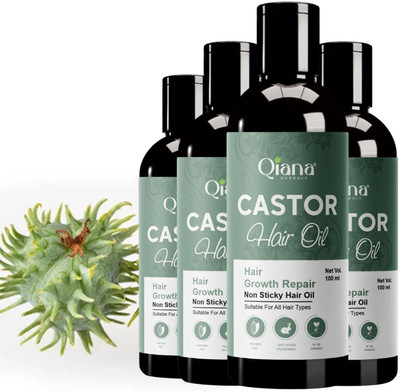 Qiana Castor Hair Oil – Rich in Omega Fatty Acids - Pack of 4 Hair Oil(100 ml)