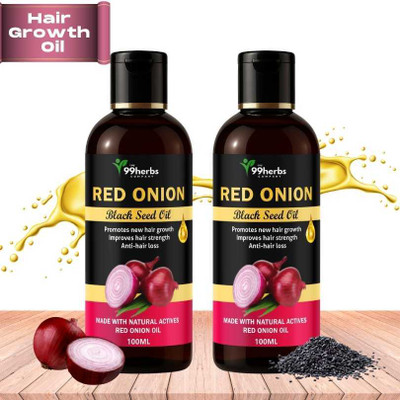 The 99 Herbs Company 99Herbs Red Onion Oil 100ml (Pack of 2) | Hair Growth & Anti-Hair Fall Oil Hair Oil(100 g)