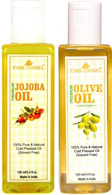 PARK DANIEL Organic Jojoba oil and Virgin Olive oil combo pack of 2 bottles of 100 ml(200 ml) Hair Oil(200 ml)