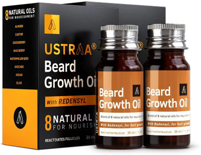 USTRAA Beard Growth Oil - 35ml x 2 | More Beard Growth with Redensyl & 8 Natural Oils Hair Oil(70 ml)