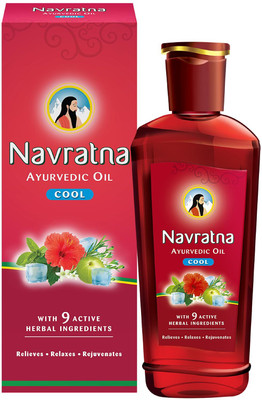 Navratna Ayurvedic Cool Oil|With 9 Ayurvedic Herbs |Relieves Headache, Fatigue Hair Oil(600 ml)
