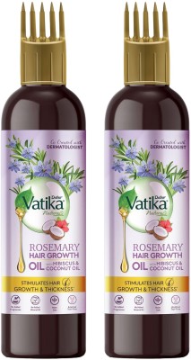 Dabur Vatika Rosemary Hair Growth Oil with Hibiscus & Coconut Oil - 200mlx2 Hair Oil(400 ml)