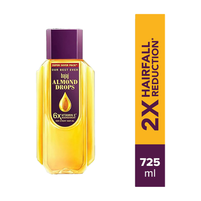 BAJAJ Almond Drops with 6X Vitamin E Nourishment for 2X Hairfall Reduction Hair Oil(725 ml)