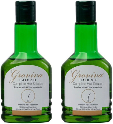 groviva Complete Hair Solution | Helps to Control Hair Fall|100 ml (Pack of 2)  Hair Oil(200 ml)