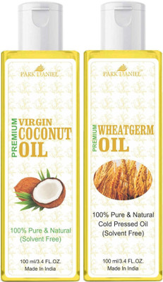 PARK DANIEL Organic Wheatgerm oil and Virgin Coconut oil combo pack of 2 bottles of 100 ml(200 ml) Hair Oil(200 ml)