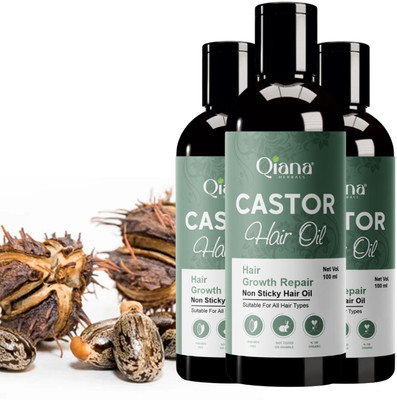 Qiana Castor Hair Oil – Ideal for Dry, Brittle Hair - Pack of 3 Hair Oil(100 ml)