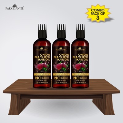 PARK DANIEL Premium Onion Blackseed Hair Oil with Keratin Protein booster, Nourishes Hair follicles, Anti - Hair loss, Regrowth hair With Comb Applicator Combo pack of 3 bottles of 100 ml(300 ml) Hair Oil(300 ml)