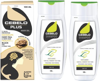 MOLCARO pack of 1 cebelo plus hair oil +2 shampoo Hair Oil(300 g)