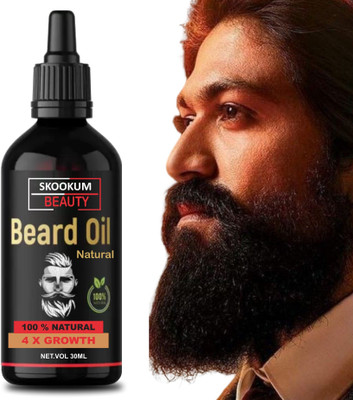 SKOOKUM 4X Powerful Beard Growth Oil- For Complete - Patchy Beard Growth  Hair Oil(30 ml)