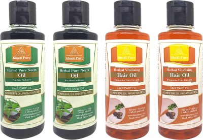 Khadi Pure herbal Vitalising SLS & Neem SLS Hair oil Pack of 4 (840ml) Hair Oil(840 ml)