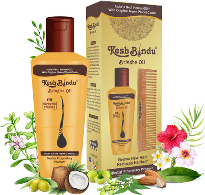 KeshBindu With Wooden Comb For Hair Growth,Reduces Hairfall,Bringhraj Amla Adivasi 12Herbs Hair Oil(130 ml)