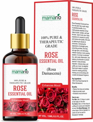 Mamario Rose Essential Oil For Anti Stress, Skin Glow Hair Oil(15 ml)