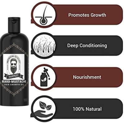 HAIRMUST Beard Game Strong: Premium Organic Beard Oil for Men (200 ml-Pack of 2) Hair Oil(400 ml)