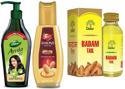 Dabur (Amla Hair Oil-550ml) (Almond Hair Oil-500ml) (Badam Tail-100ml) (Pack Of 3) Hair Oil(1250 ml)