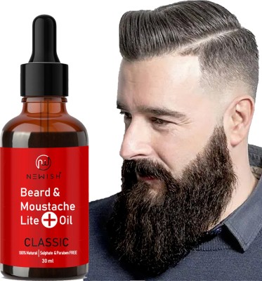 NEWISH Lite Advanced Mustache Beard Growth Hair oil with 9 Natural Oils Nourishment & Strengthening, No Harmful Chemicals( 30ml) Hair Oil(30 ml)