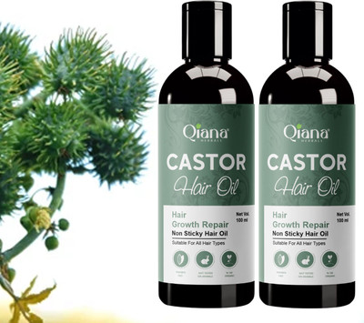 Qiana Castor Hair Oil – Rich in Omega Fatty Acids - Pack of 2 Hair Oil(100 ml)