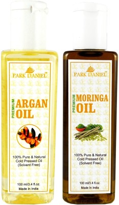 PARK DANIEL Organic Argan oil and Moringa oil - Natural & Undiluted combo of 2 bottles of 100 ml (200ml)(200 ml)