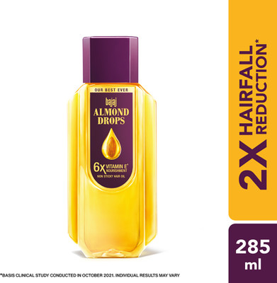 BAJAJ Almond Drops with 6X Vitamin E Nourishment for 2X Hairfall Reduction Hair Oil(285 ml)