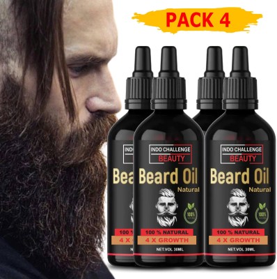 INDO CHALLENGE 4X Beard Growth Oil - More Beard Growth, With Redensyl, 10 Natural Oil  Hair Oil(120 ml)