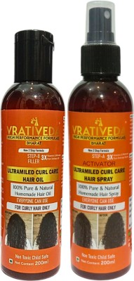 VRATIVEDA Natural Ultramiled Curl Care Hair Oil & Spray Combo | Hair Growth & Damage Hair Hair Oil(400 ml)