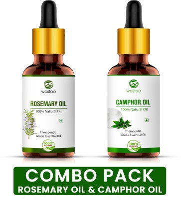 Wostoo Rosemary & Camphor Pure and Natural Essential Oils 15ml (Pack of 2) Hair Oil(30 ml)