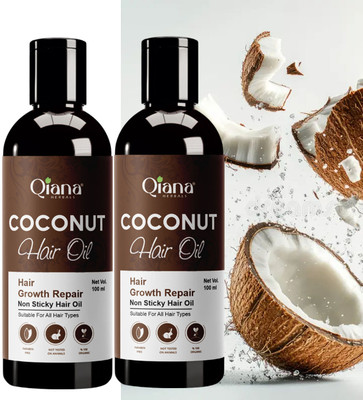 Qiana Coconut Hair Oil – Repairs Dry & Damaged Hair - Pack of 2 Hair Oil(100 ml)