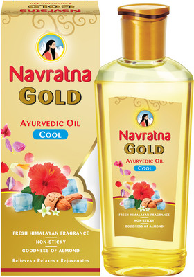 Navratna Gold Ayurvedic Cool Oil|Non Sticky & Non Greasy|With Almonds Hair Oil(500 ml)