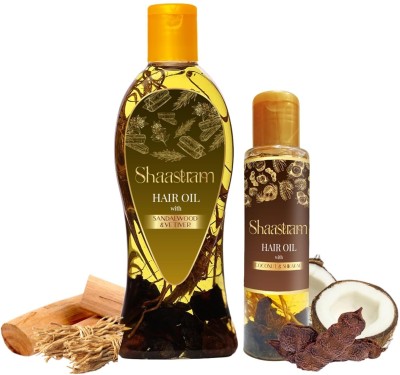 Shaastram Sandalwood Vetiver & Coconut Shikakai Combo Real Ayurvedic Herbs Extract Herbal Hair Oil(280 ml)