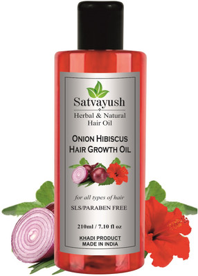 Satvayush Herbal Red Onion with Hibiscus Ultra-Premium Anti Dandruff, Hair Growth Hair Oil(210 ml)
