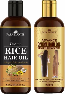 PARK DANIEL Brown Rice Hair Oil & Advance Onion Hair Oil Combo Pack Of 2 of 200 ml(400 ml) Hair Oil(400 ml)