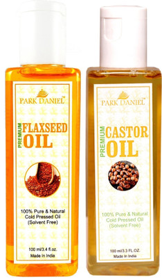 PARK DANIEL Premium Flaxseed oil and Castor oil combo of 2 bottles of 100 ml (200 ml) Hair Oil(200 ml)