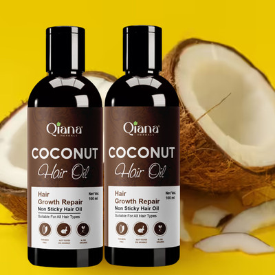 Qiana Coconut Hair Oil – Protects Hair from Damage - Pack of 2 Hair Oil(100 ml)