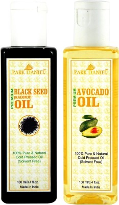 PARK DANIEL Organic Avocado oil and Black seed oil(Kalonji) combo pack of 2 bottles of 100 ml(200 ml) Hair Oil(200 ml)
