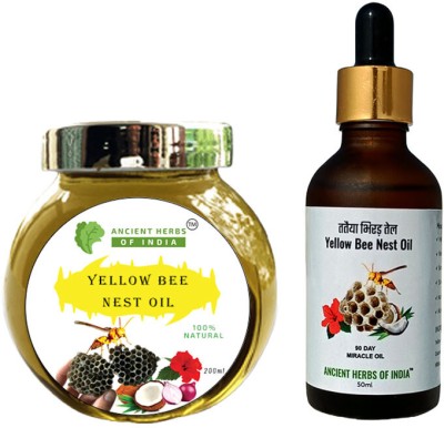 Ancient Herbs of India Yellow bee nest oil For Hair Growth and Hair Fall Control with Coconut oil Hair Oil(250 ml)