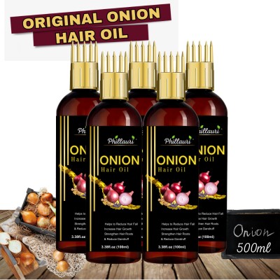 Phillauri Onion Hair Oil with Natural Extract for Strength, Shine, and Healthy Hair Growth Hair Oil(500 ml)